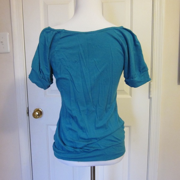H&M Turquoise Wide V-Neck Blouse (S) - Picture 3 of 3